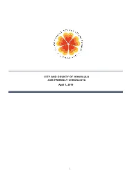CITY and COUNTY of HONOLULU AGE-FRIENDLY CHECKLISTS April 1, 2019