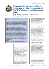 Draw Control Strategies in Sublevel Caving Mines — a Baseline Mapping of LKAB’S Malmberget and Kiirunavaara Mines by G
