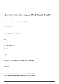 &lt;H1&gt;Architecture and Democracy by Claude Fayette Bragdon&lt;/H1&gt;