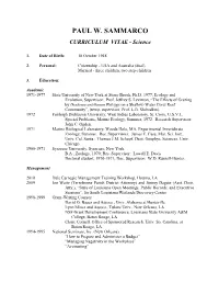 PAUL W. SAMMARCO CURRICULUM VITAE - Science
