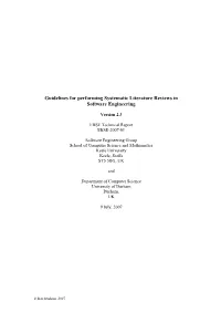 Performing Systematic Literature Reviews in Software Engineering