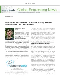 Q&A: Mount Sinai's Andrew Kasarskis on Teaching Students How To