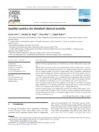Quality Metrics for Detailed Clinical Models