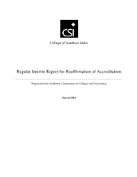 Regular Interim Report for Reaffirmation of Accreditation