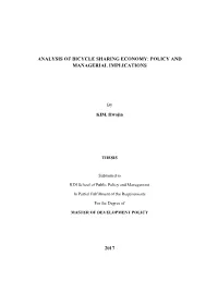 Analysis of Bicycle Sharing Economy: Policy and Managerial Implications