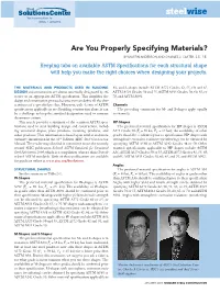 Are You Properly Specifying Materials?