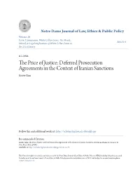 Deferred Prosecution Agreements in the Context of Iranian Sanctions Kristie Xian