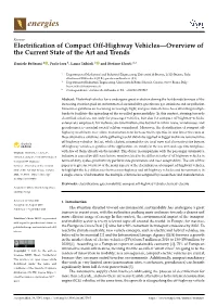 Electrification of Compact Off-Highway Vehicles—Overview Of
