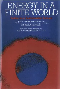 ENERGY in a FINITE WORLD Paths to a Sustainable Future