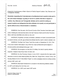 FILE NO. 121076 RESOLUTION NO. If/S-I~ 1 [Urging the Commissioners