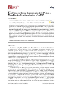 Local Tandem Repeat Expansion in Xist RNA As a Model for the Functionalisation of Ncrna