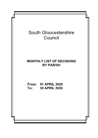 MONTHLY LIST of DECISIONS by PARISH From: 01 APRIL 2020 To
