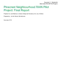 Pinecrest Neighbourhood RAIN Pilot Project: Final Report