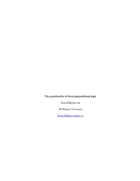 The Peculiarities of Stoic Propositional Logic David Hitchcock Mcmaster