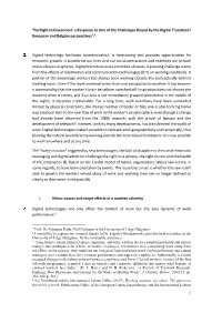 The Right to Disconnect: a Response to One of the Challenges Raised by the Digital Transition? European and Belgian Perspectives1-2