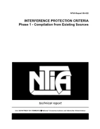 INTERFERENCE PROTECTION CRITERIA Phase 1 - Compilation from Existing Sources