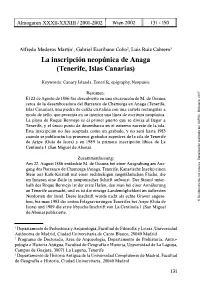 La Inscripción Neopúnica De Anaga (Tenerife, Islas Canarias)