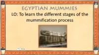 LO: to Learn the Different Stages of the Mummification Process