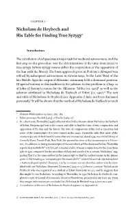 Nicholaus De Heybech and His Table for Finding True Syzygy*