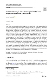 Norms of Testimony in Broad Interdisciplinarity: the Case of Quantum Mechanics in Critical Theory