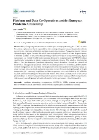 Platform and Data Co-Operatives Amidst European Pandemic Citizenship