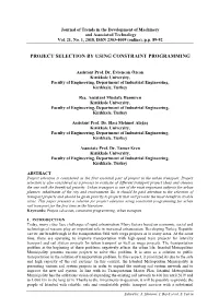 Project Selection by Using Constraint Programming