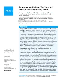 Proteomic Similarity of the Littorinid Snails in the Evolutionary Context
