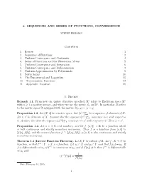 Sequences and Series of Functions, Convergence, Power Series