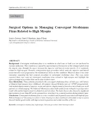 Surgical Options in Managing Convergent Strabismus Fixus Related to High Myopia