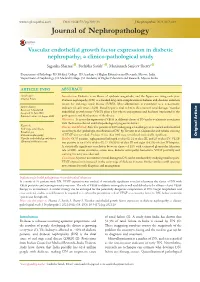 Vascular Endothelial Growth Factor Expression in Diabetic Nephropathy; a Clinico-Pathological Study