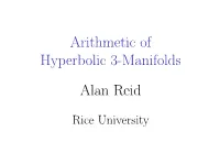 Arithmetic of Hyperbolic 3-Manifolds