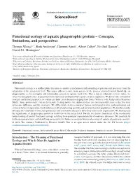 Functional Ecology of Aquatic Phagotrophic Protists – Concepts, Limitations, and Perspectives