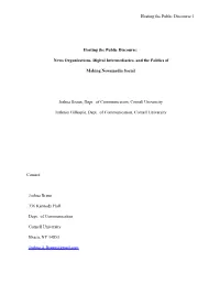 Hosting the Public Discourse: News Organizations, Digital