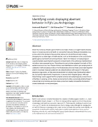 Identifying Corals Displaying Aberrant Behavior in Fiji's Lau Archipelago