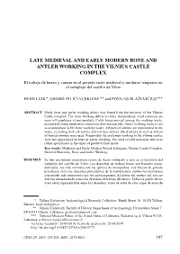 Late Medieval and Early Modern Bone and Antler Working in the Vilnius Castle Complex