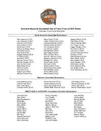 Naismith Memorial Basketball Hall of Fame Class of 2021 Ballot * Indicates First-Time Nominee