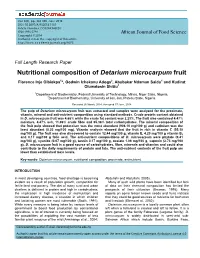 Nutritional Composition of Detarium Microcarpum Fruit