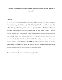 Turnout in Developed and Developing Countries: Are the Two Turnout Functions Different Or