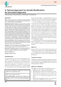 A Tailored Approach for Growth Modification: an Innovative Approach 1Narendra Sharma, 2Sunita Shrivastav, 3Ranjit Kamble, 4Preethi Sharma