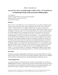 Editor's Introduction Seventy-Five Years of Amish Studies, 1942 to 2017