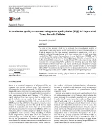 Research Paper Groundwater Quality Assessment Using Water Quality Index