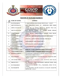 Roster of 05.09.2021(Sunday)