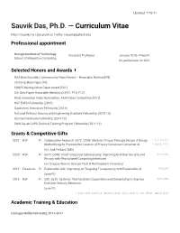 Sauvik Das, Ph.D. — Curriculum Vitae | @Scyrusk on Twitter | Sauvik@Gatech.Edu