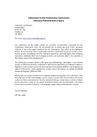 Submission to the Productivity Commission Executive Remuneration Inquiry