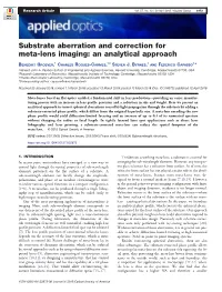 Substrate Aberration and Correction for Meta-Lens Imaging: an Analytical Approach