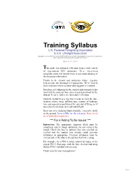 USPPA Training Syllabus