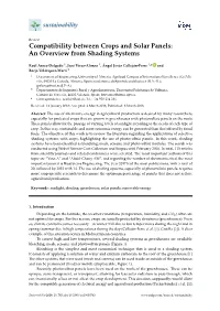 Compatibility Between Crops and Solar Panels: an Overview from Shading Systems