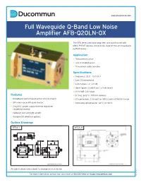 Full Waveguide Q-Band Low Noise Amplifier AFB-Q20LN-0X
