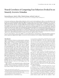 Neural Correlates of Competing Fear Behaviors Evoked by an Innately Aversive Stimulus
