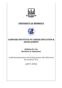Syllabus for the Bachelor in Animation